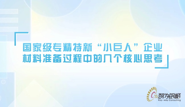 ***专精特新“小巨人”材料准备过程中的几个核心思考