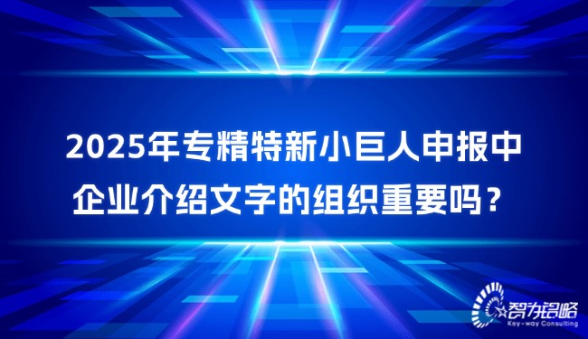 2025年专精特新小巨人申报中企业介绍文字的组织重要吗？.jpg
